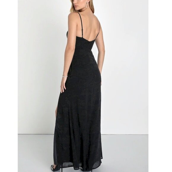 Lulus Lovely Affair Black Floral Burnout Sleeveless Maxi Dress Size Small NWOT - Picture 3 of 14